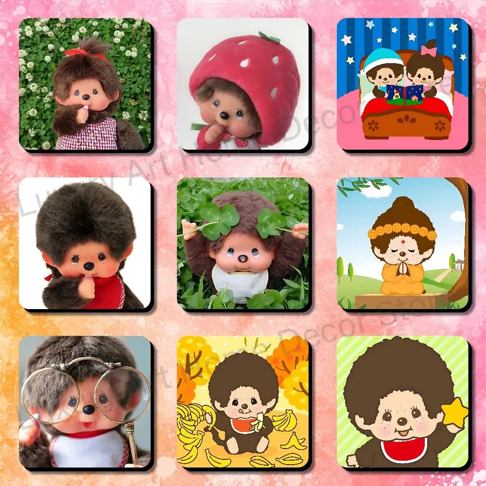 Kawai M-Monchhichis Portable Fridge Magnet 75x75mm Travel Souvenir Collectibles Kitchen Organizer IP merchandise