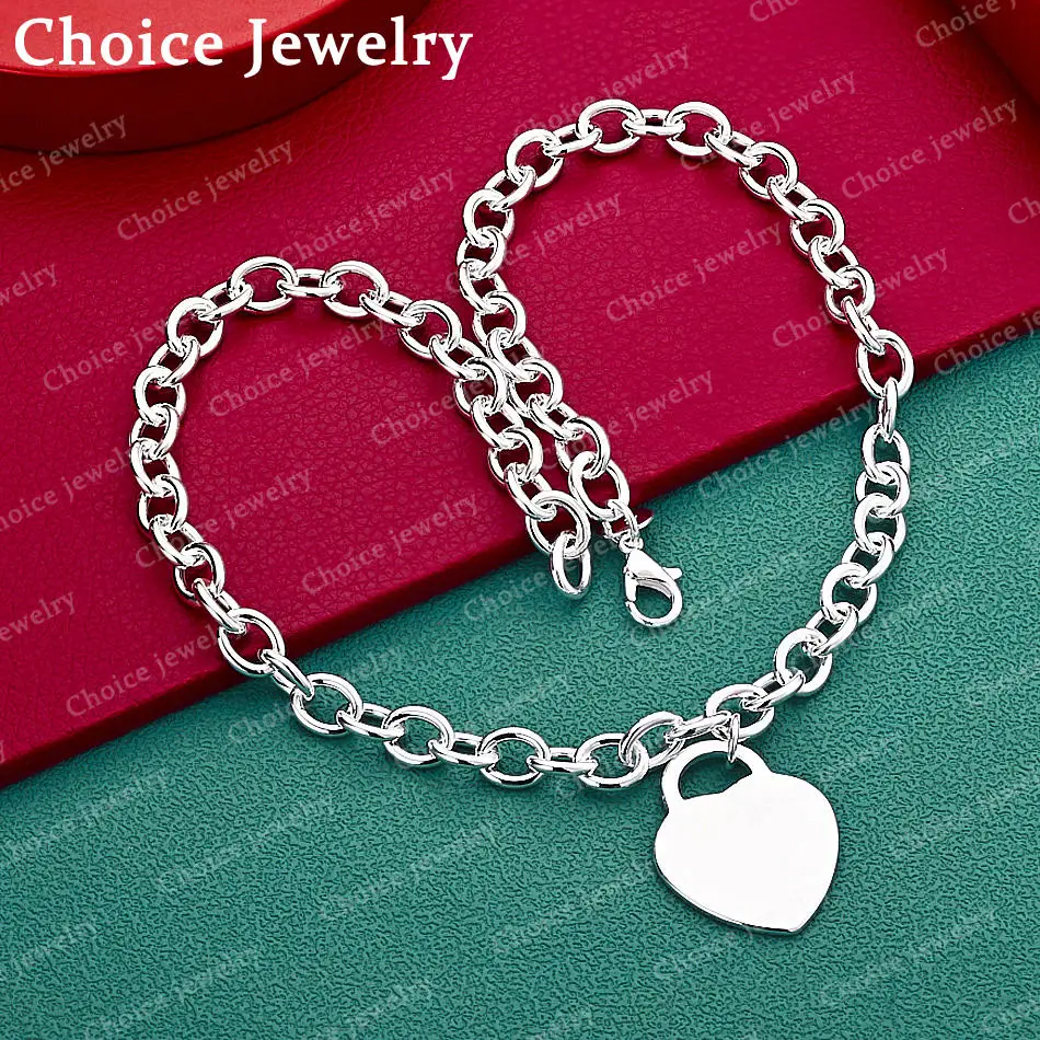 925 Sterling Silver 45cm Love Pendant Necklace For Women Anniversary Gift Popular Wild Fashion Romantic Jewelry