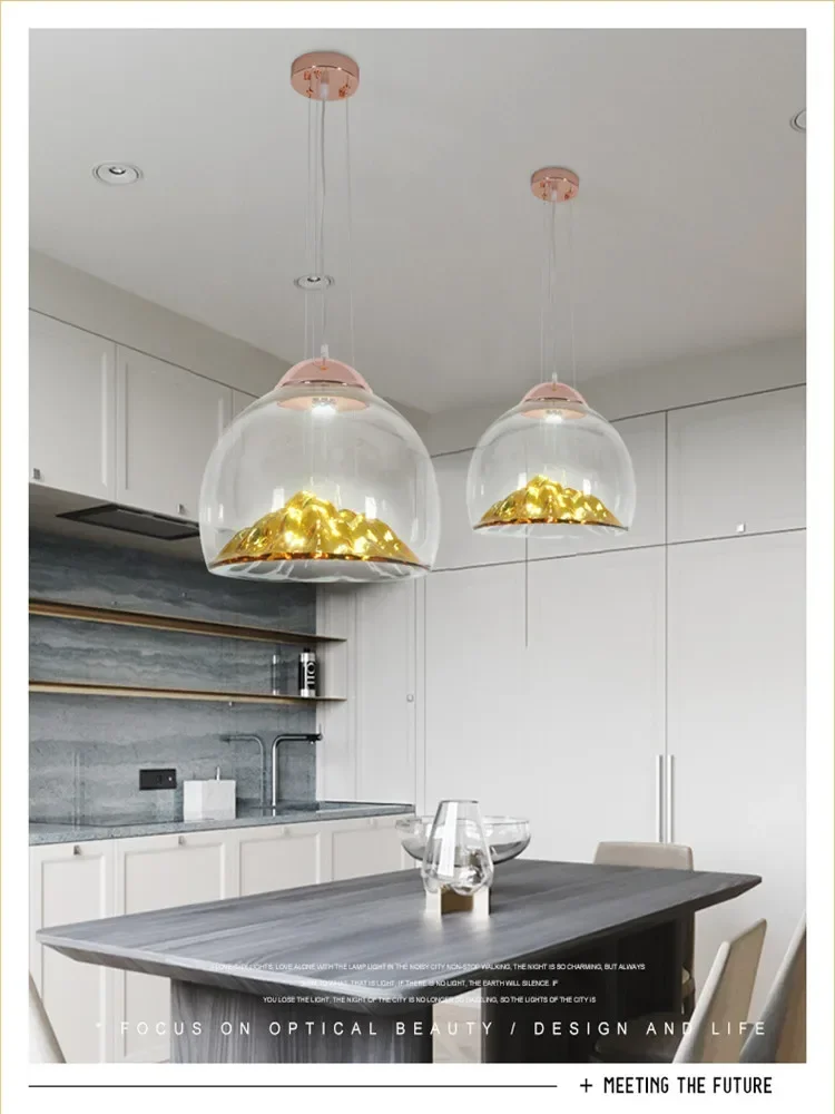 restaurant chandelier modern minimalist personality glass single head lamp