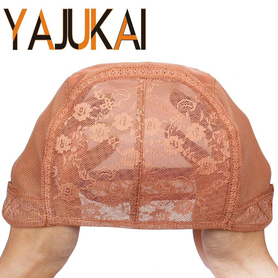 

Yajukai Double Lace Wig Cap for Making Wig Weaving Cap with Adjustable Strap on the Back Stretchable Hair Net Double Net Wig Cap