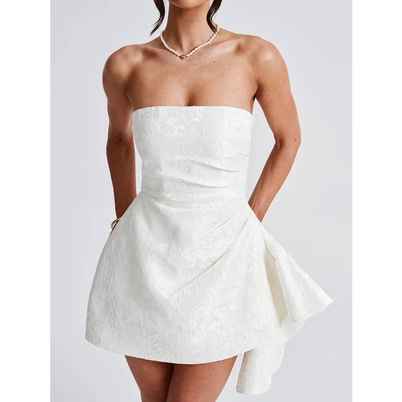 Europejska i amerykańska suknia wieczorowa, sukienka bez ramiączek w stylu socjality, odzież damska wiosna/lato 2025