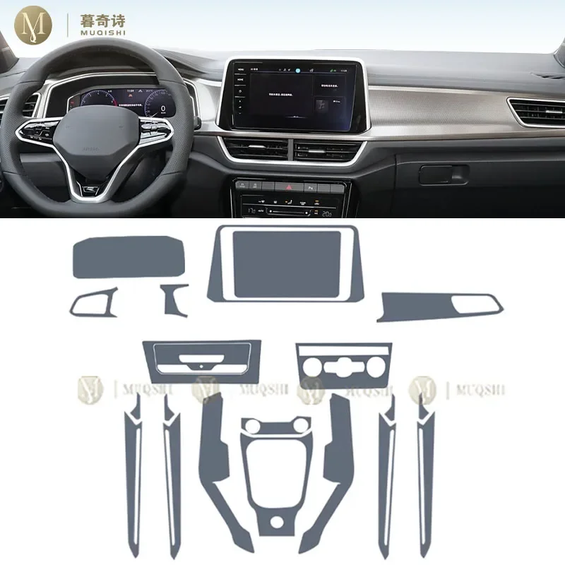 MUQSHI pre cut Car interior gearbox panel TPU protective film screen anti scratch repair Stickers For Volkswagen T-roc 2023-2025