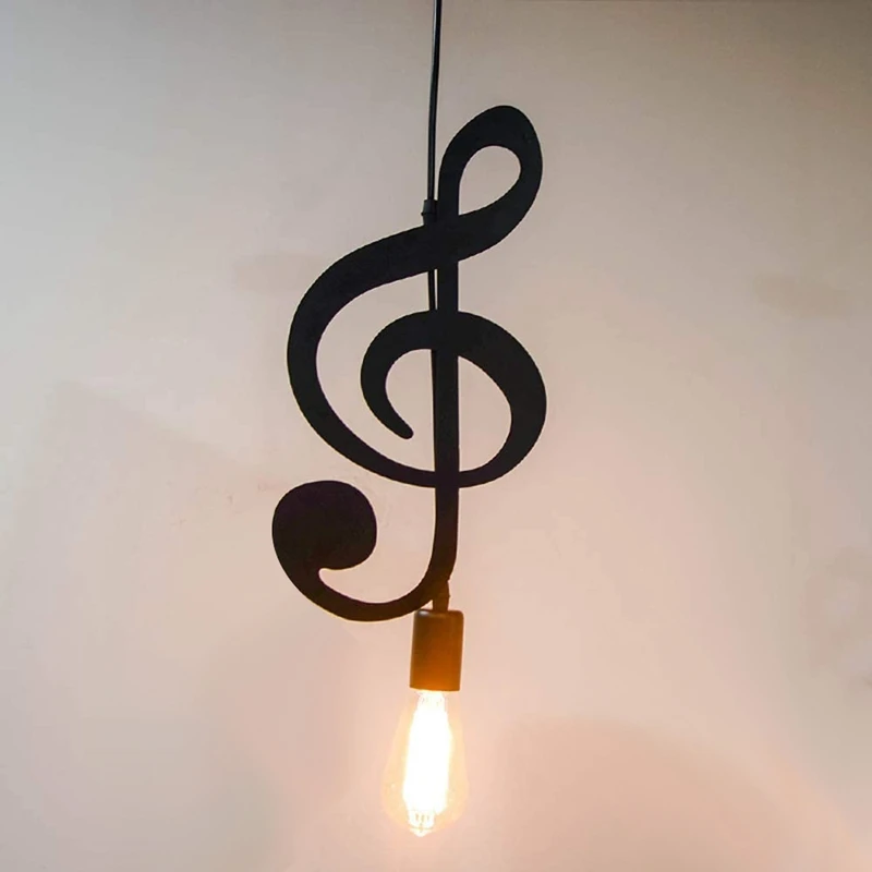 Pendant Light,Iron Ceiling Light Music Note Hanging Light Shade Chandelier For Loft Bar Studio Store Room Dining Hall(C)