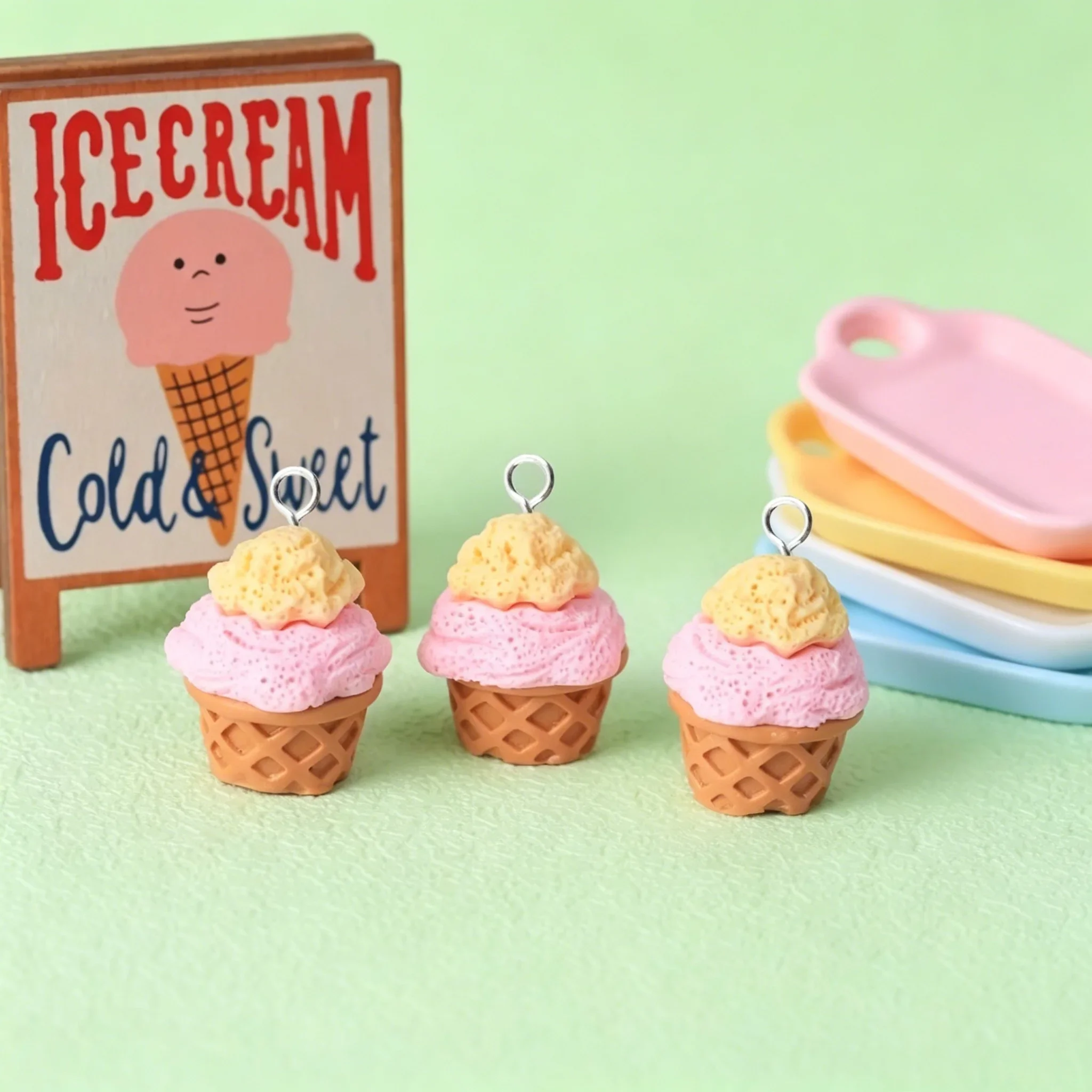 10Pcs Cute 3D Ice Cream Cone R - Resin Craft Supplies review and price