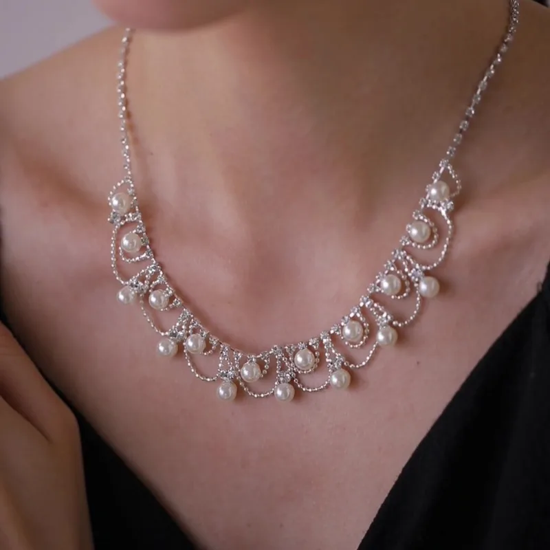 

Ожерелье с французским жемчугом и полой бахромой, легкое роскошное ожерелье с цепочкой на ключицу, изысканное ожерелье