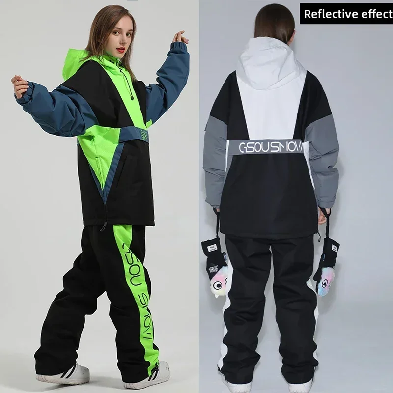 Traje de esquí cálido para mujer y hombre, chaqueta de Snowboard, conjuntos de esquí gruesos, pantalones de nieve al aire libre, chándal impermeable a prueba de viento, invierno, nuevo, 2025