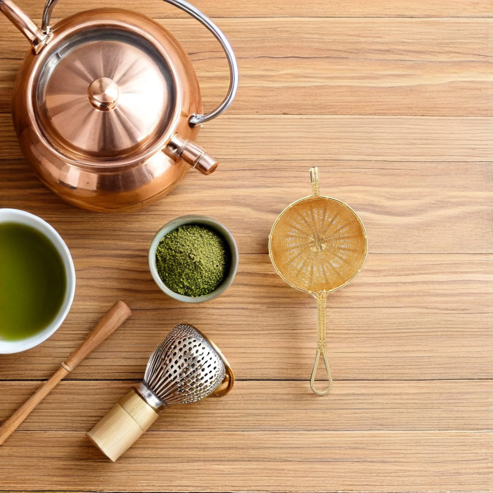 

Copper Japanese Style Tea Strainer Fine Mesh Loose Leaf Infuser Filter Cocktail Drink Strainer for Office Home