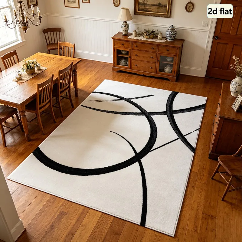 1 Modern Abstract Black Line Art Rug, Soft and Comfortable, All-Season Suitable, lightweight and Easy to Maintain, Perfect for Home Decor, Living Room, Bedroom, Entryway, Autumn and Winter Use