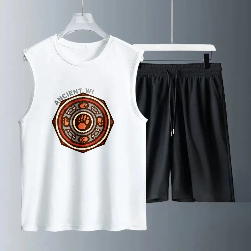 

Men's Tank top Sets Fashion Summe Polyester drip clothing men's set Short Sleeve+ Shorts men's clothing set Breathable