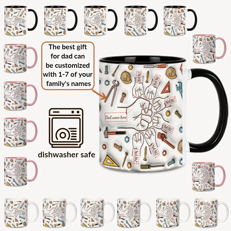 

11oz Customized Name Ceramic Coffee Mug with Handgrip Personalized Coffee Cup For Father's Day Home Drinkware Casual Drink Mugs