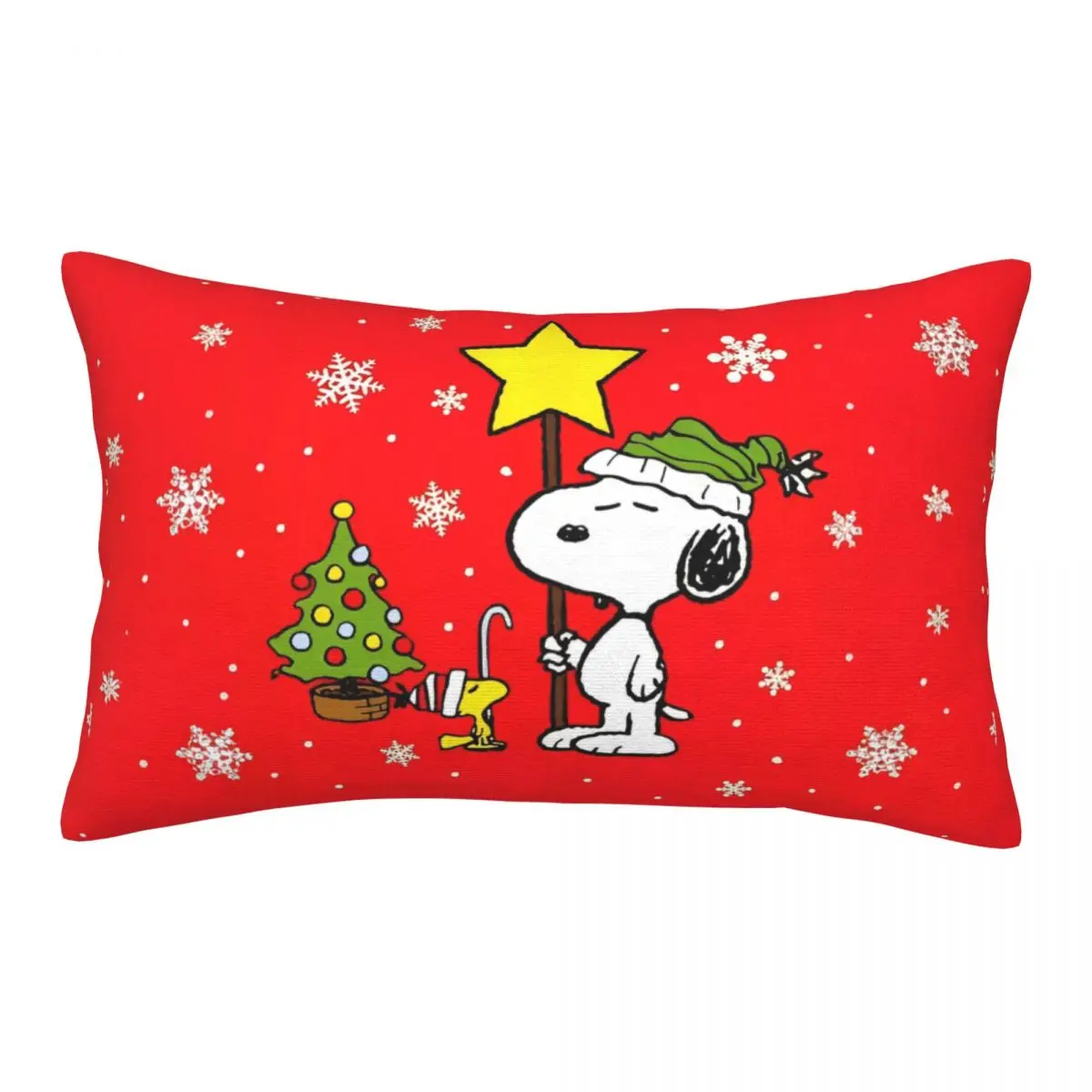 Cute Cartoon Snoopy Pillowcase Printed Polyester Cushion Cover Gift Christmas Pillow Case Cover Home Square 18''