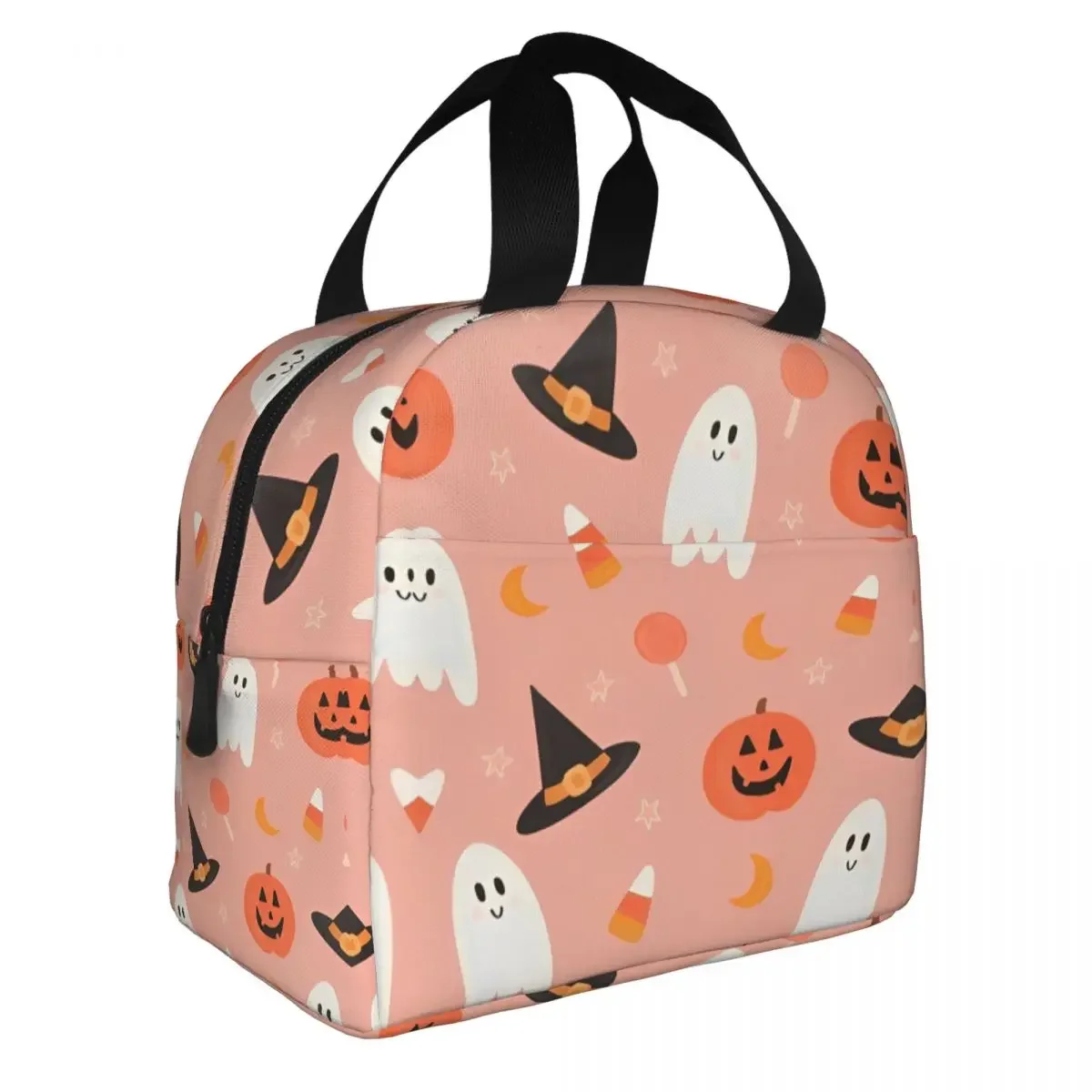 Halloween Pumpkins Ghosts Insulated Lunch Bag High Capacity Trick or Treat Cute Meal Container Cooler Bag Tote Lunch Box Work