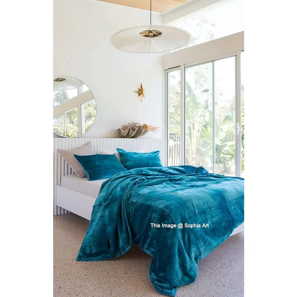 طقم غطاء لحاف بوهو مخملي رايون فاخر للغاية باللون الفيروزي الصلب سوبر كينج مقاس كبير غطاء لحاف UO 98x120 #5