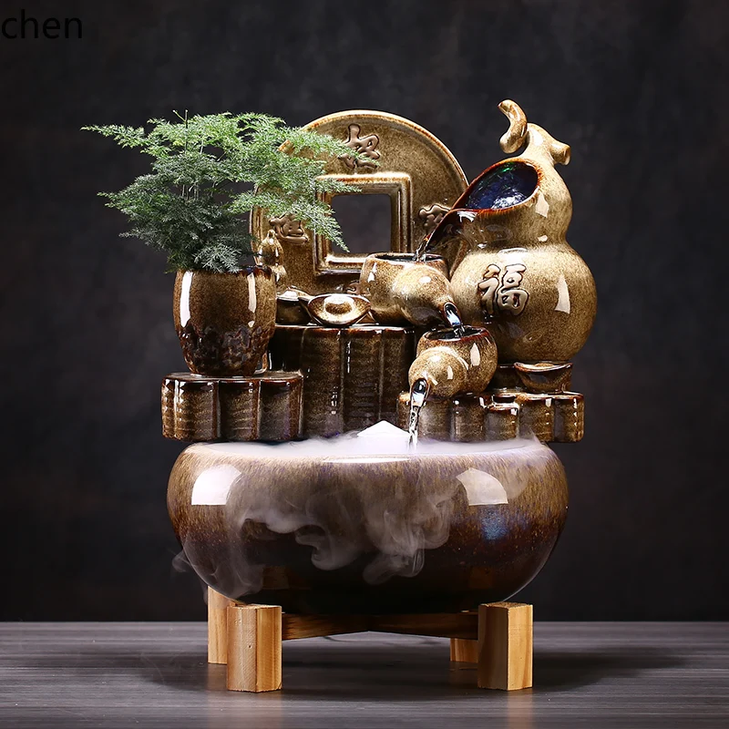 

QZT Ornament Fortune Ball Living Room Fish Tank Circulating Water Feature Office