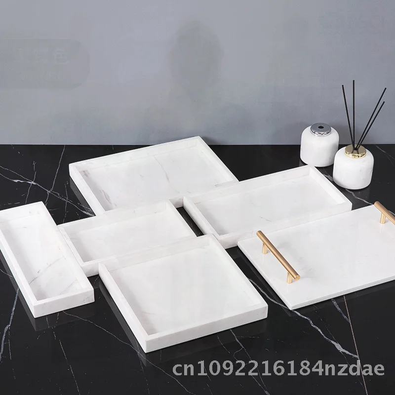 

Luxury Marble Bathroom Wash Set Hotel Toilet Washstand Tray with Toothbrush Rack Natural Marble Ornaments for Bathroom