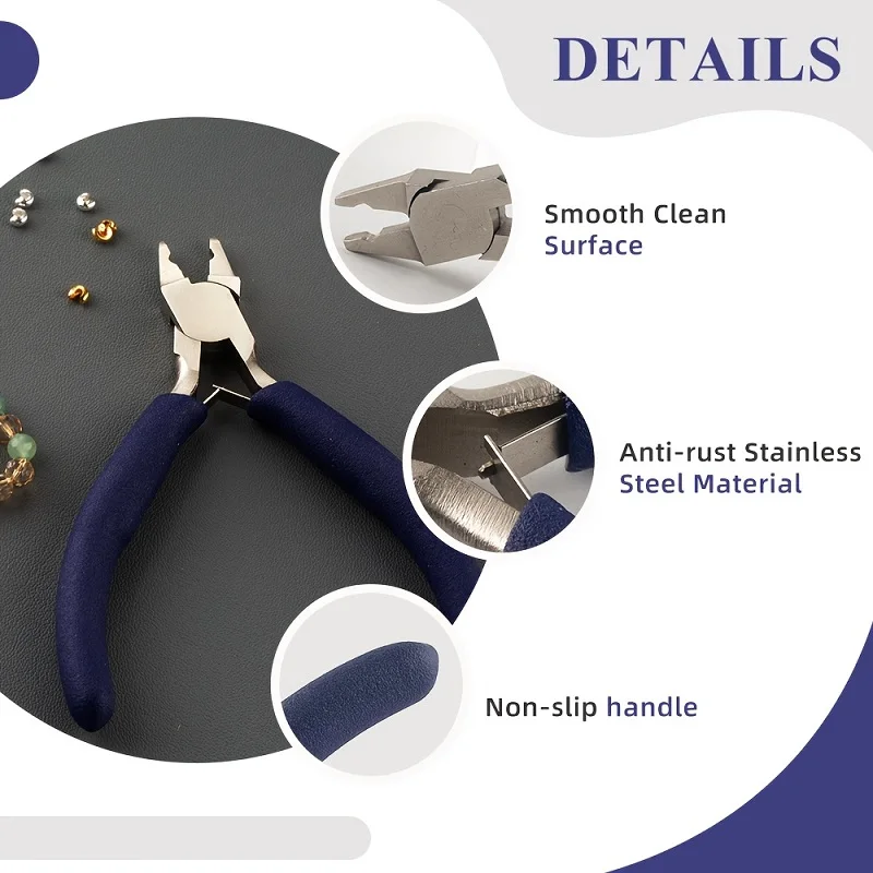 Bent Nose Crimp Pliers Round Hole Blue Handle Steel Wire Wrapping Tool for Jewelry Making Beading DIY Craft Repair Supplies