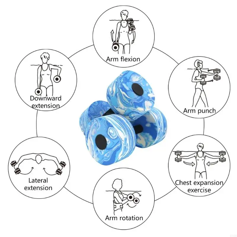 090B 1 Pair Aquatic Exercio Dumbells Agua Aeróbico Ejercicio Espumoso Vetas Barra mano