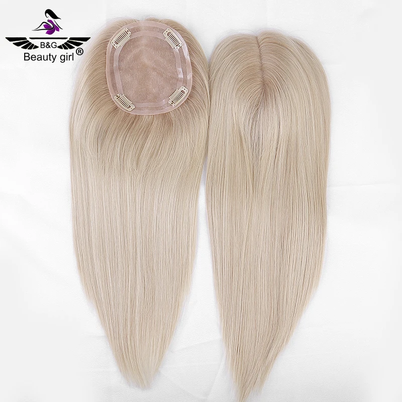 

Premium Quality Virgin Human Hair Blonde Ombre Color Natural Looking Mono Base Topper For Thinning Hair