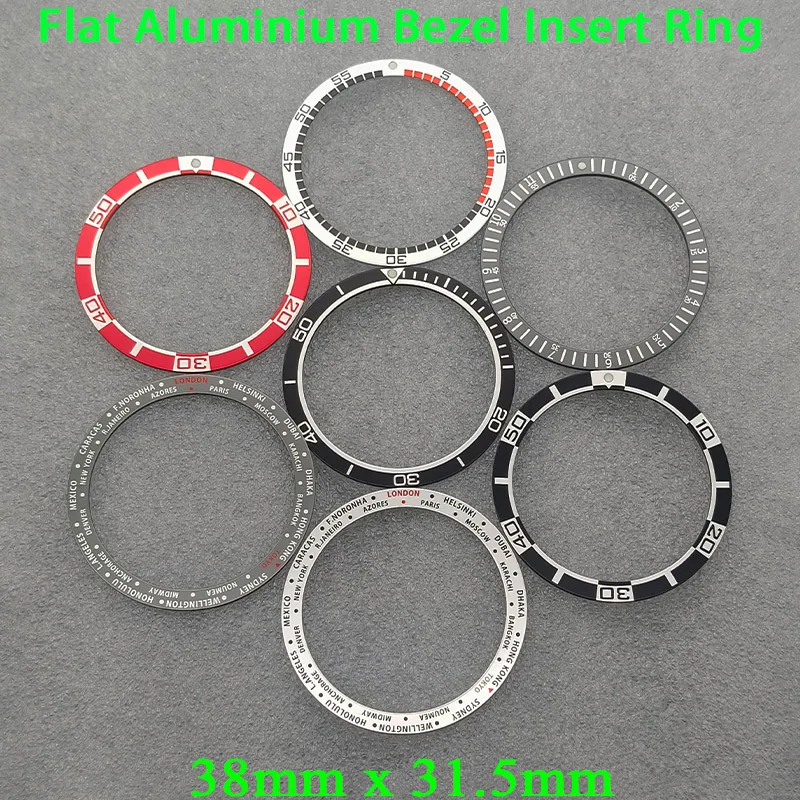 

38mm SKX007 Cases Ring Flat Aluminum Watch Bezel Insert Fits SKX007 SKX009 SRPD Case NH36 NH35 Movement Men's Watch Modifed Part