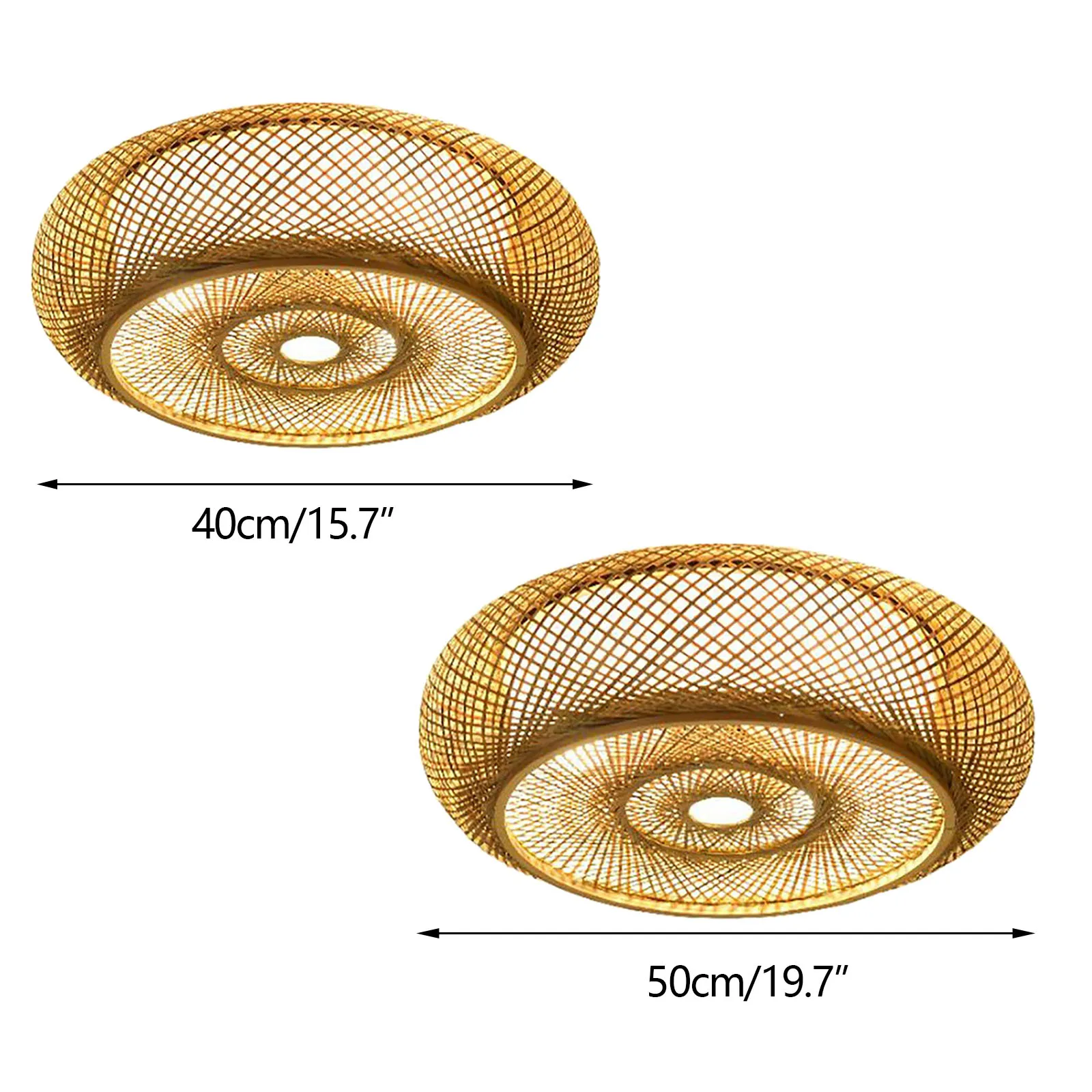 Yellow Hand-Woven Bamboo Ceiling Light, 3 Lights, Drum Shape, E26/E27 Bulb Base, Rustic Lodge Style,