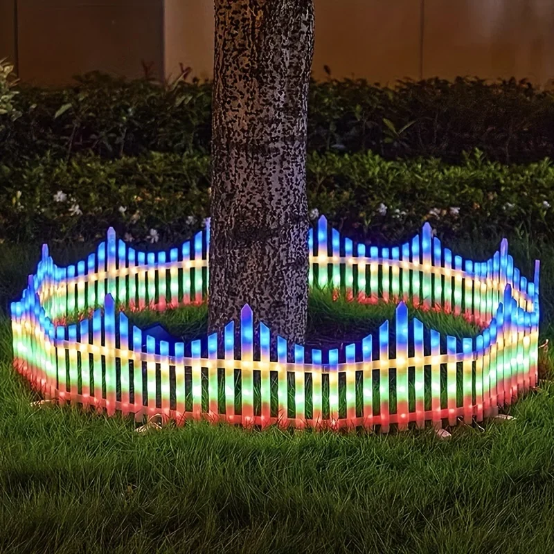 

KEEHOME 8pcs, Single Piece Width 13.78inch, Length 11.22inch, Solar Fence Light Outdoor Garden Decoration, Christmas Day Decoration Flashing Light, Color LED Luminous Lantern, Courtyard Villa Decorative Light,, IP44