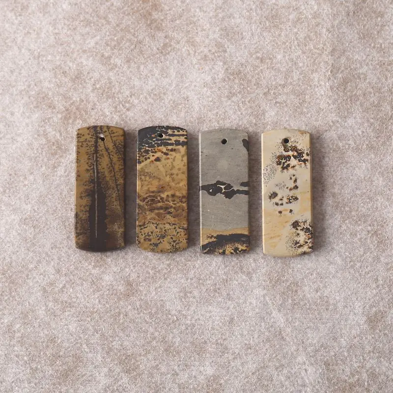 

4 шт. прямоугольные подвески из яшмы Chohua, полированный натуральный многоцветный драгоценный камень с пейзажными узорами, землистые ювелирные изделия