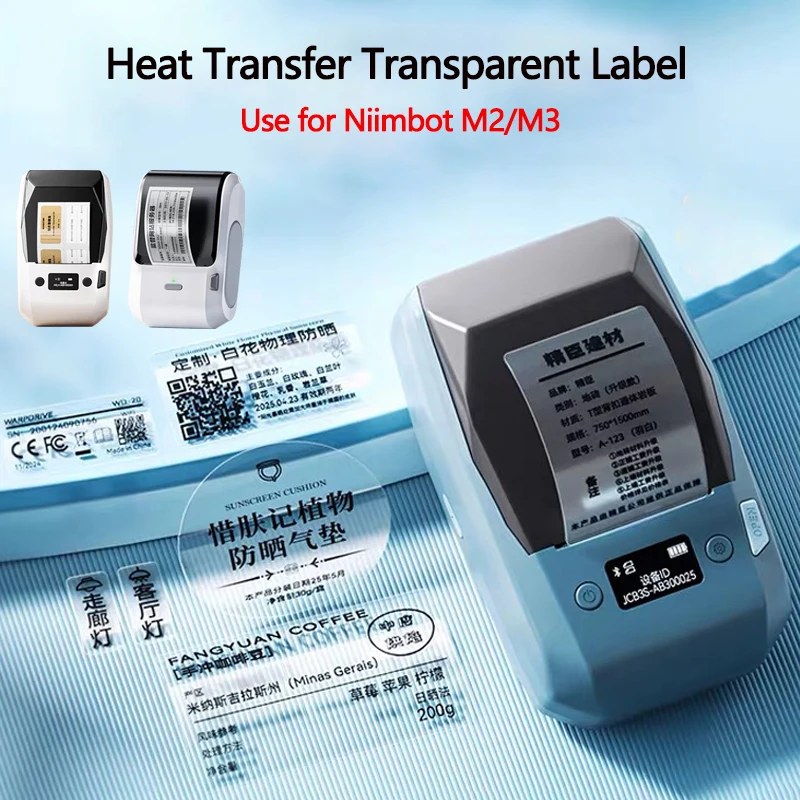 Niimbot M2/M3 Transparent Label Self-adhesive Heat Transfer Printing Paper Waterproof  Tear-resistant Clear Sealing Stickers
