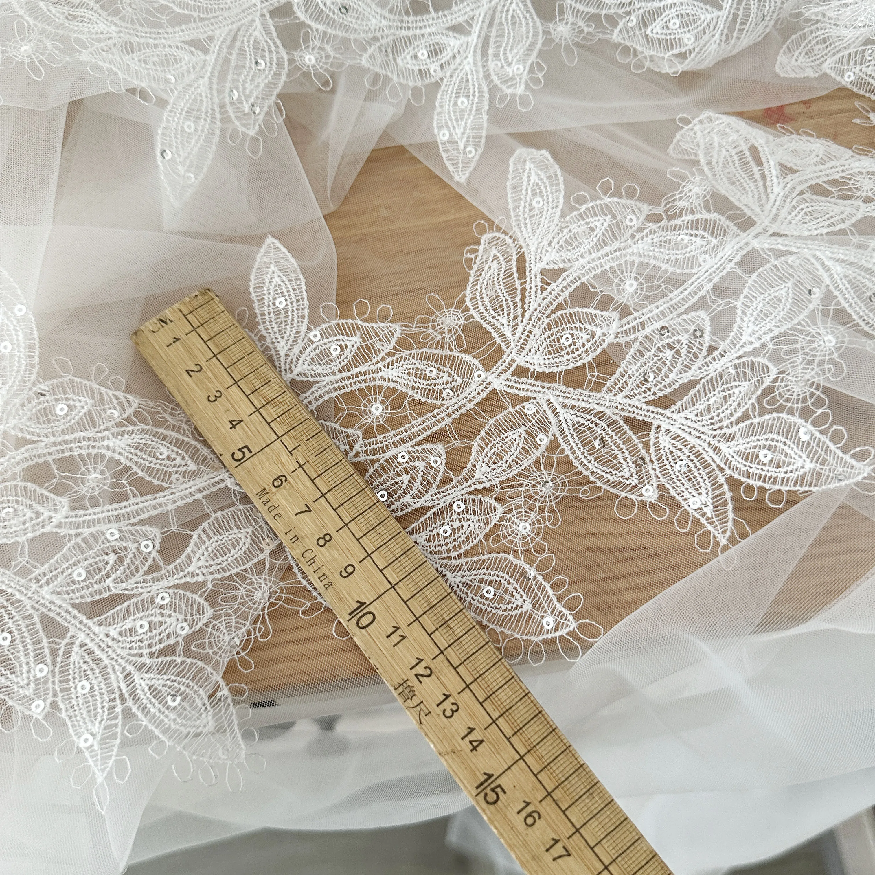 6 Yards paillettes Crochet LaceTrim in avorio, cinghie per velo da sposa per fusciacca da sposa, fascia per capelli gioielli Costume Design 15cm di