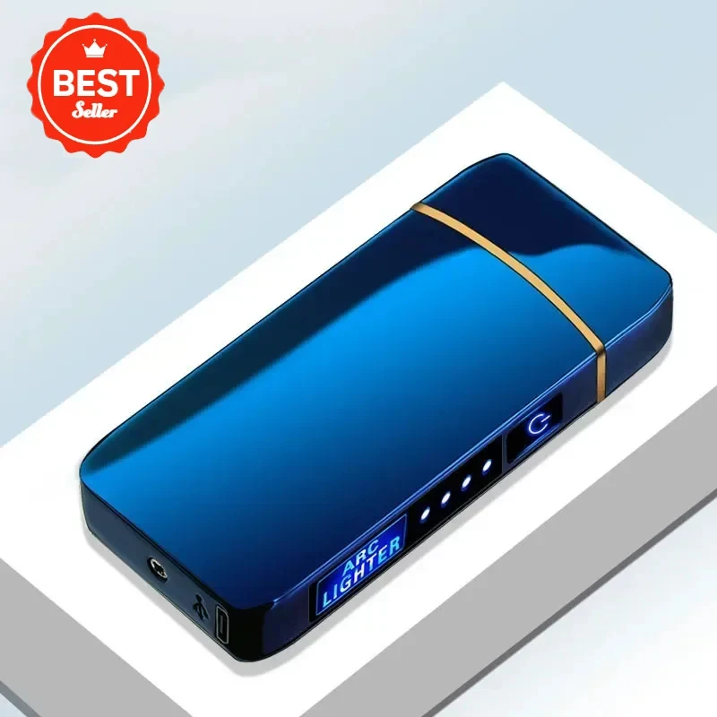 

Новая электрическая сенсорная зажигалка, металлическая зажигалка с двойной дугой, беспламенная плазменная перезаряжаемая USB-зажигалка, светодиодный источник питания, аксессуары для курения