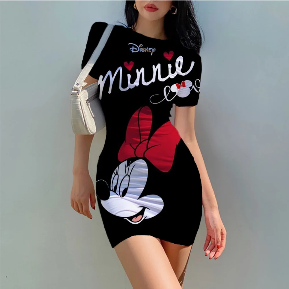 Fairyshey-vestido ajustado de Disney para mujer, minivestido Sexy de Minnie y Mickey Mouse, ajustado, de noche, para verano, 2024