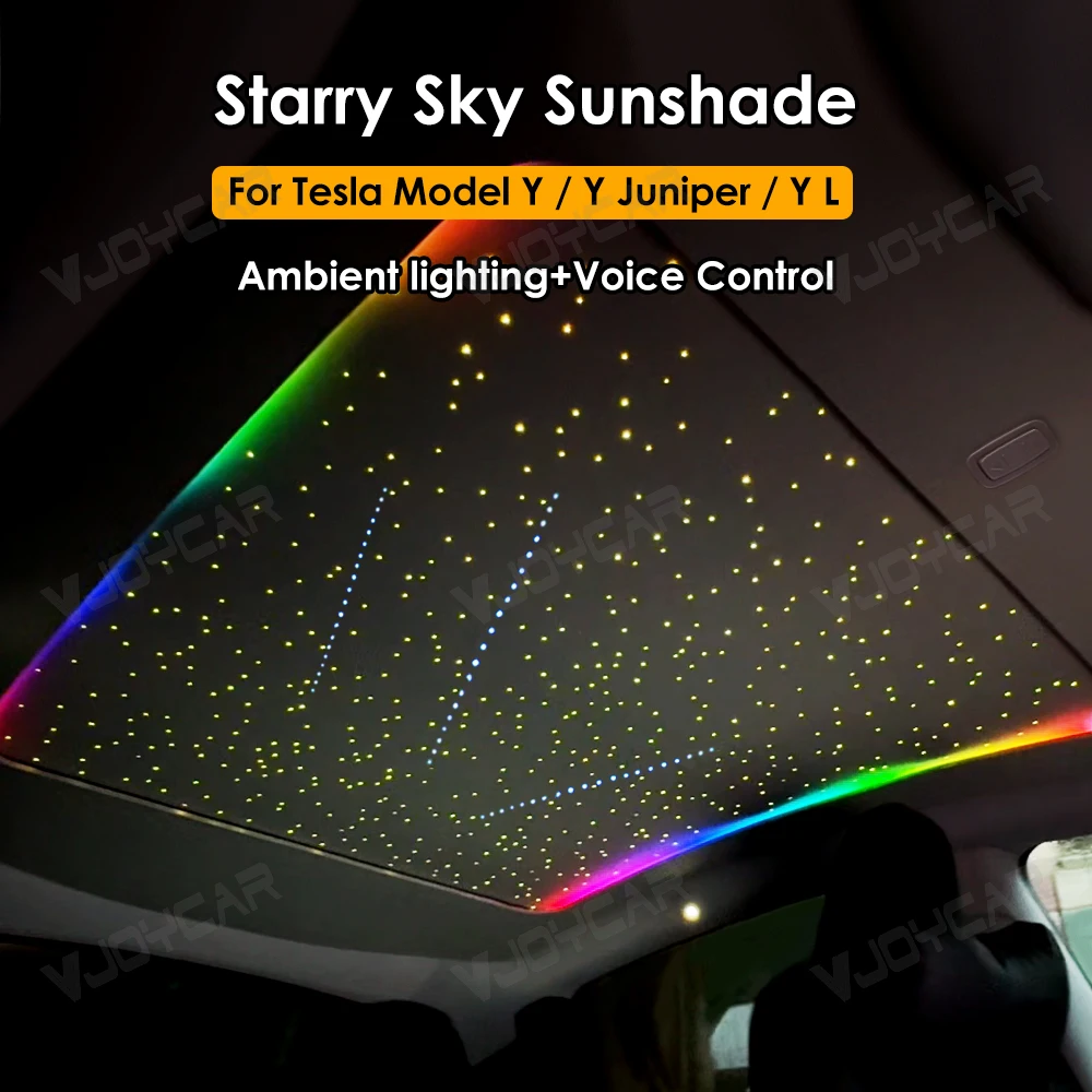 For Car Roof Sunshade for Tesla Model New Y Juniper Starry Sky Car Sunroof Voice Control Sun Shade Sky Window Car Sunshade