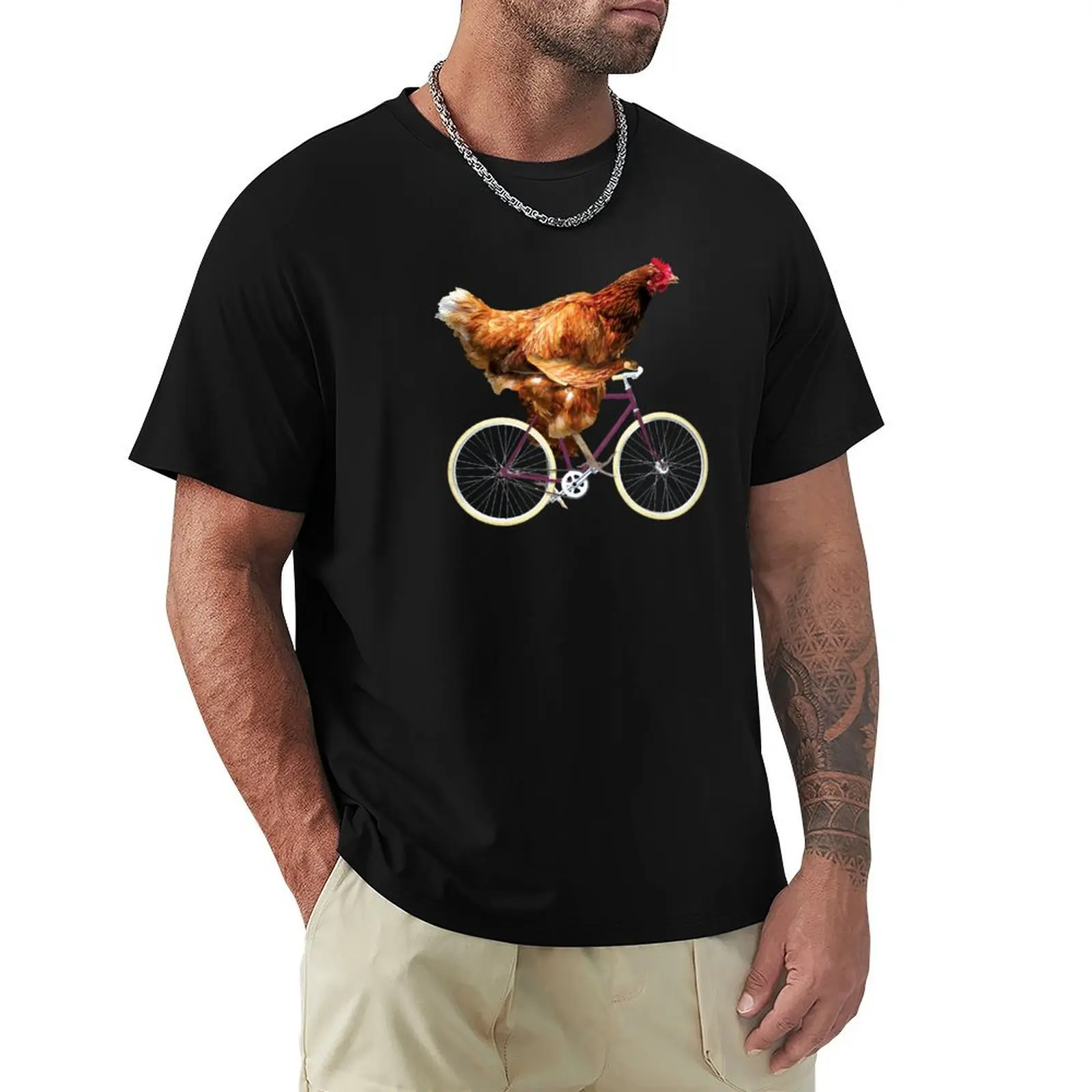 

Quirky Chicken Riding Bicycle T-Shirt shirts graphic summer 2025 oversized t shirt compression shirt men