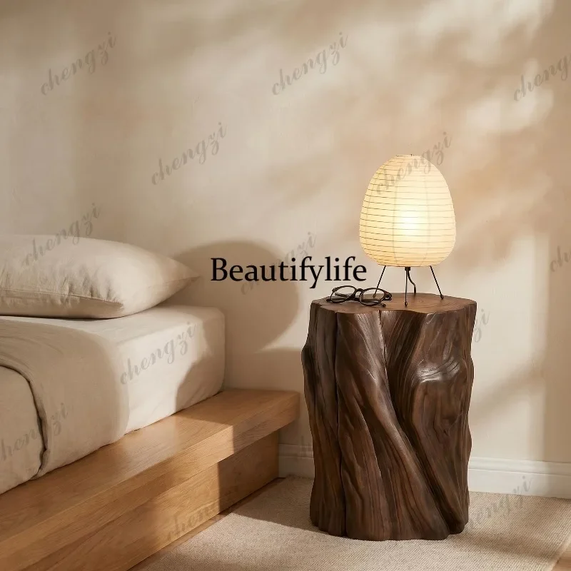 A4567 Carbonized wooden pier log solid wood homestay ornament wooden pile shoe change stool display cabinet flower stand table