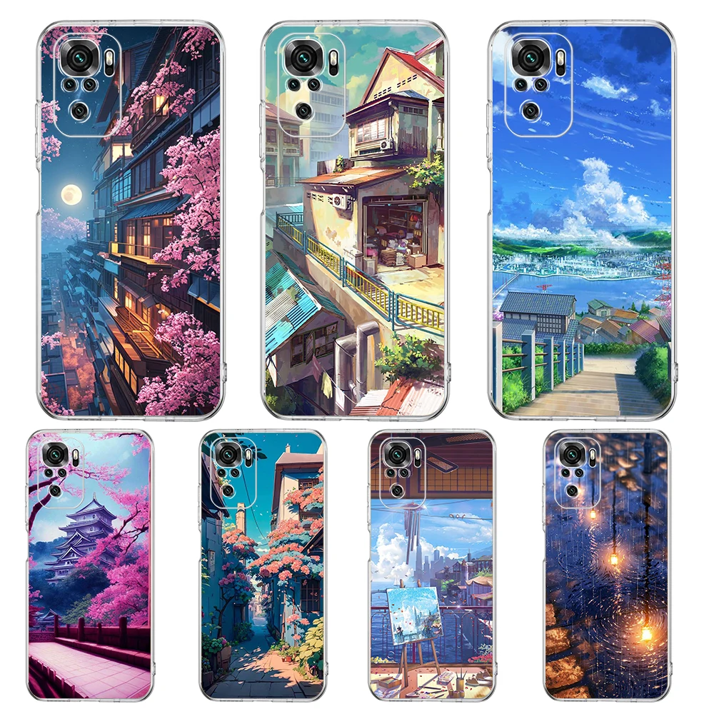 

Japan Anime Landscape Phone Case For Xiaomi Redmi Note 12 4G 11 10 Pro 5G 10C 10S 9S 9 9T 8T 9C 9A 8 8A 7 K50 Gaming Clear Cover