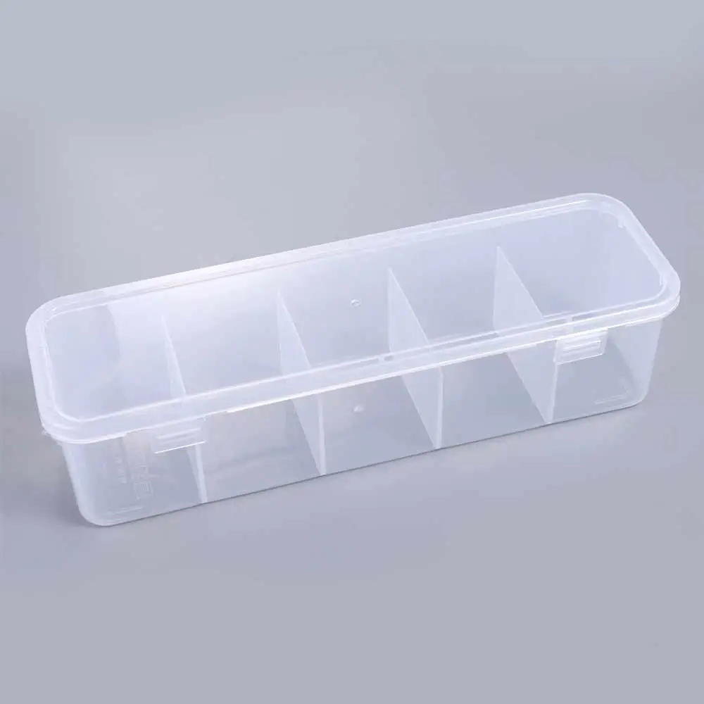 

5 Grids Transparent Data Cable Storage Box Waterproof Dustproof Cable Container Flip Cover Plastic Desktop Organizer Data line