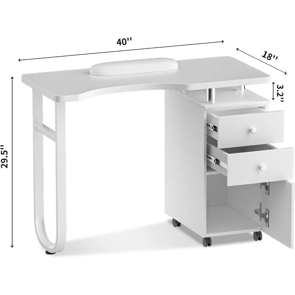 Mesa para manicura profesional resistente al acetona con cajones.