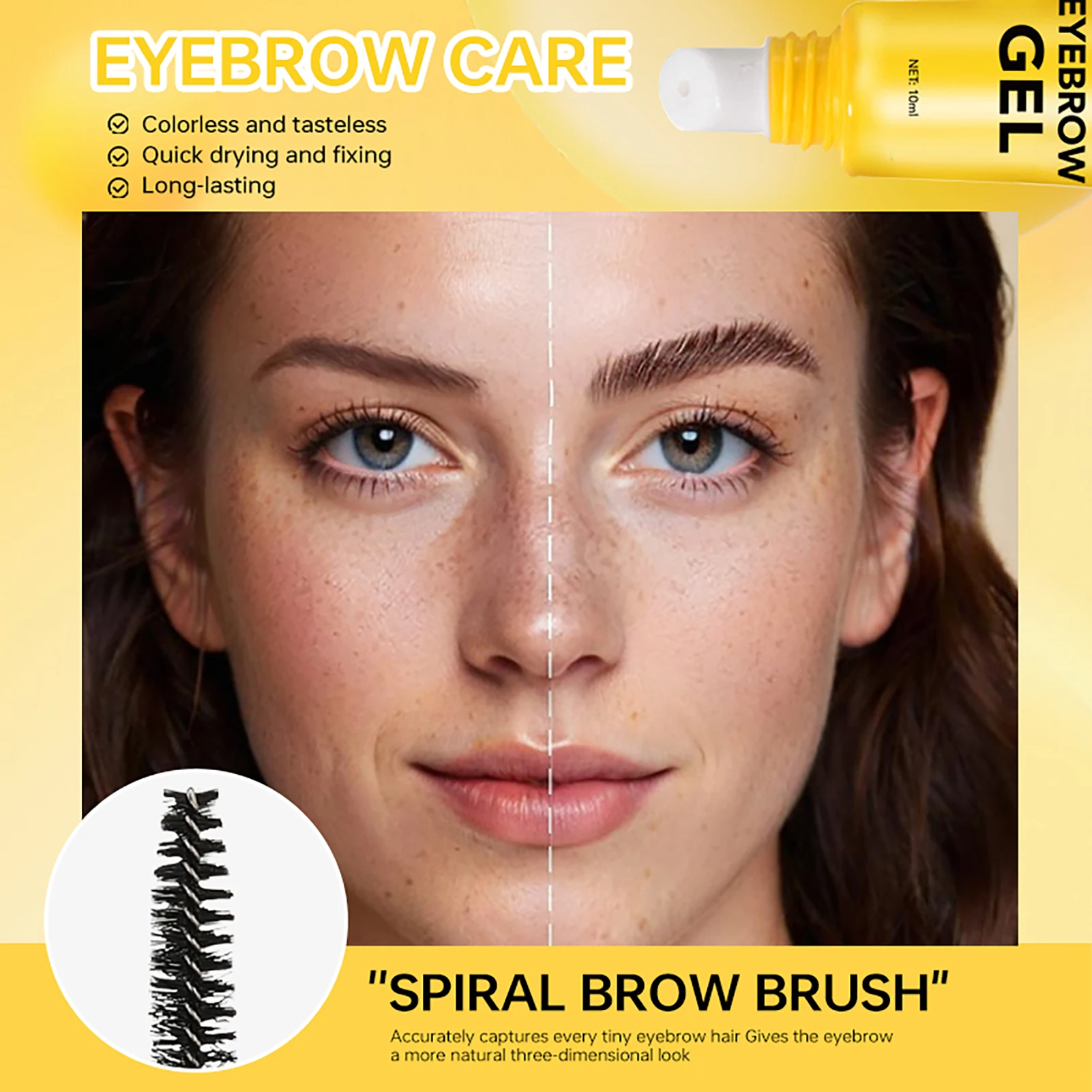 جل الحواجب البري، محلول طبيعي، جل شفاف عديم اللون، جل بلاستيكي ناعم لتشكيل الحواجب، مكياج نسائي