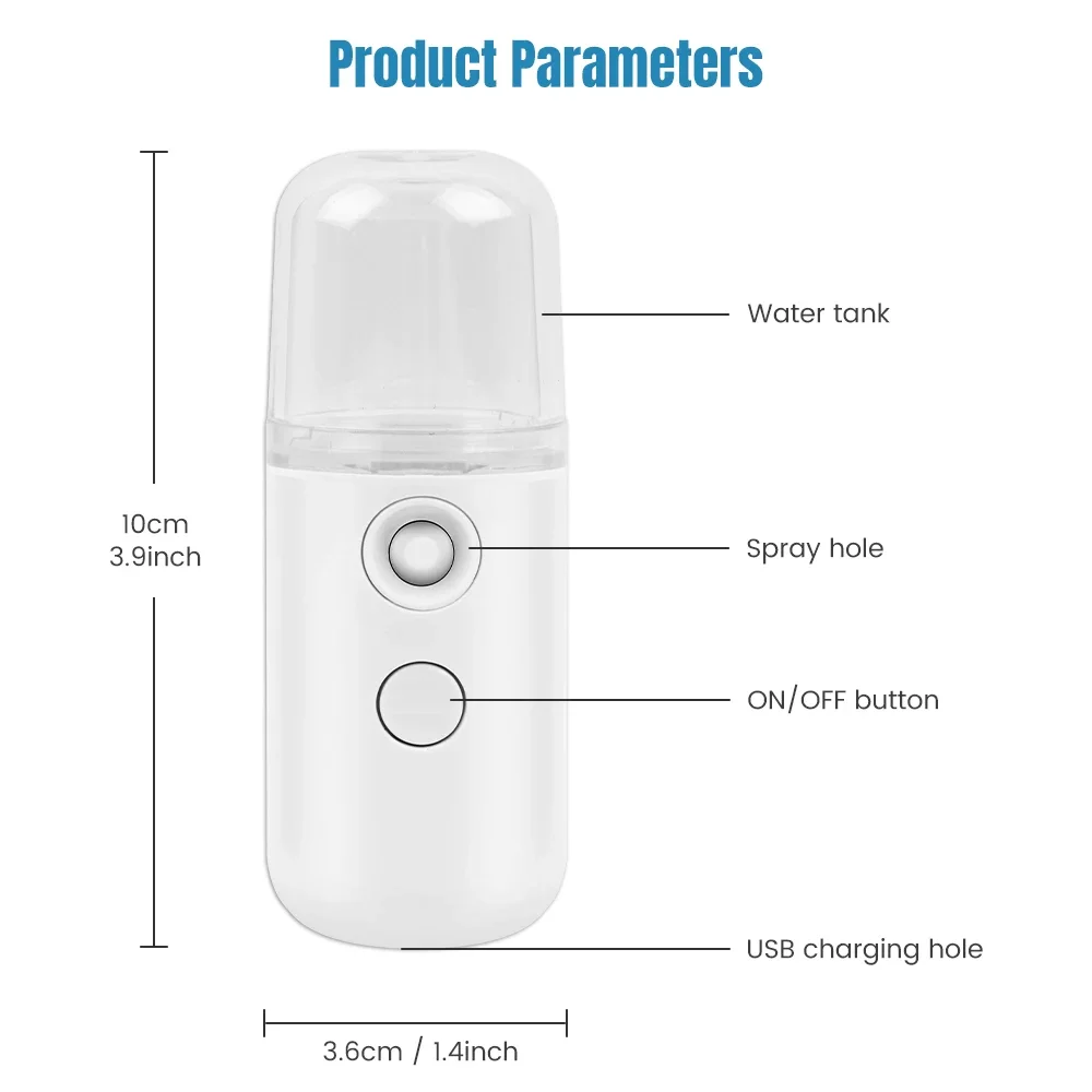 Nano Spray Facial Steamer Mini Handheld Portable Mist Sprayer Water Replenishment Instrument Hydration Humidifier Skin Care Tool