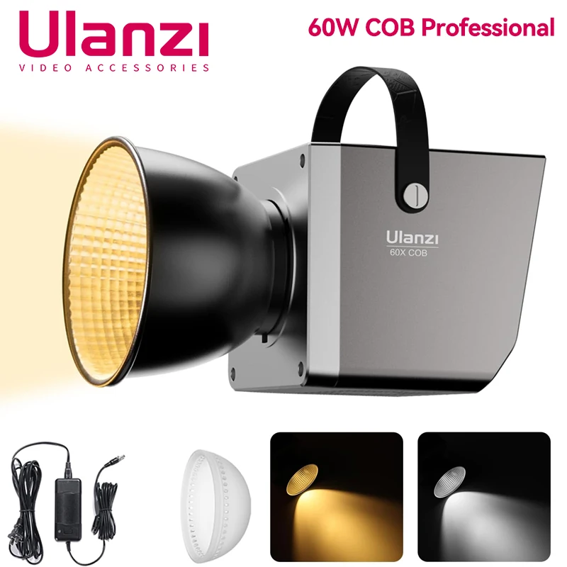 

Ulanzi LT005 60W LED Video Light COB Continuous Output Lighting with Bowens Mount 700-6500K CRI95+ Studio Lights for Photography