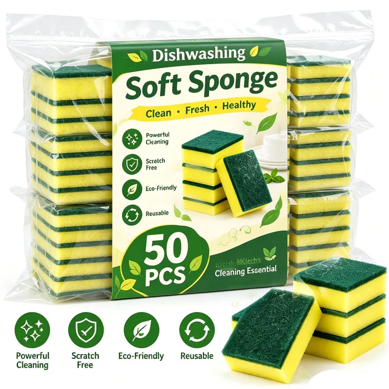 Sponges Kitchen, Heavy Duty Dish Scrubber Sponge for Home