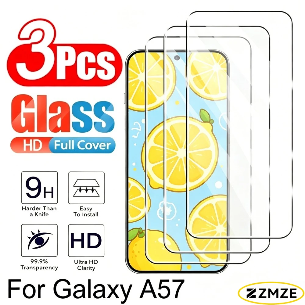

3Pcs Ultra Clear Tempered Glass for Galaxy A57 A56 A55 A37 A36 A35 Screen Protector for Samsung A26 A25 A17 A16 A15 A07 A06 A05