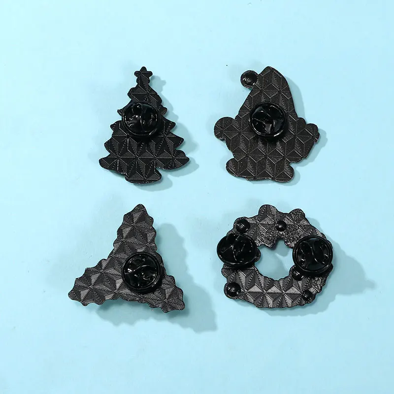 4 أنماط مضحك عيد ميلاد سعيد موضوع كريستال دبابيس هولي سانتا كلوز إكليل شجرة المينا حجر الراين دبابيس هدية عيد الميلاد