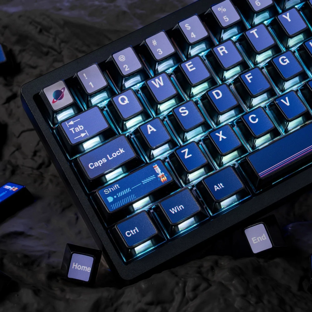

GEFENSI Astronaut Keycap Set Boudin 4-sided Translucent Keycaps PC+PBT Cherry Replacement Caps For Mechanical Keyboards 68/84/87