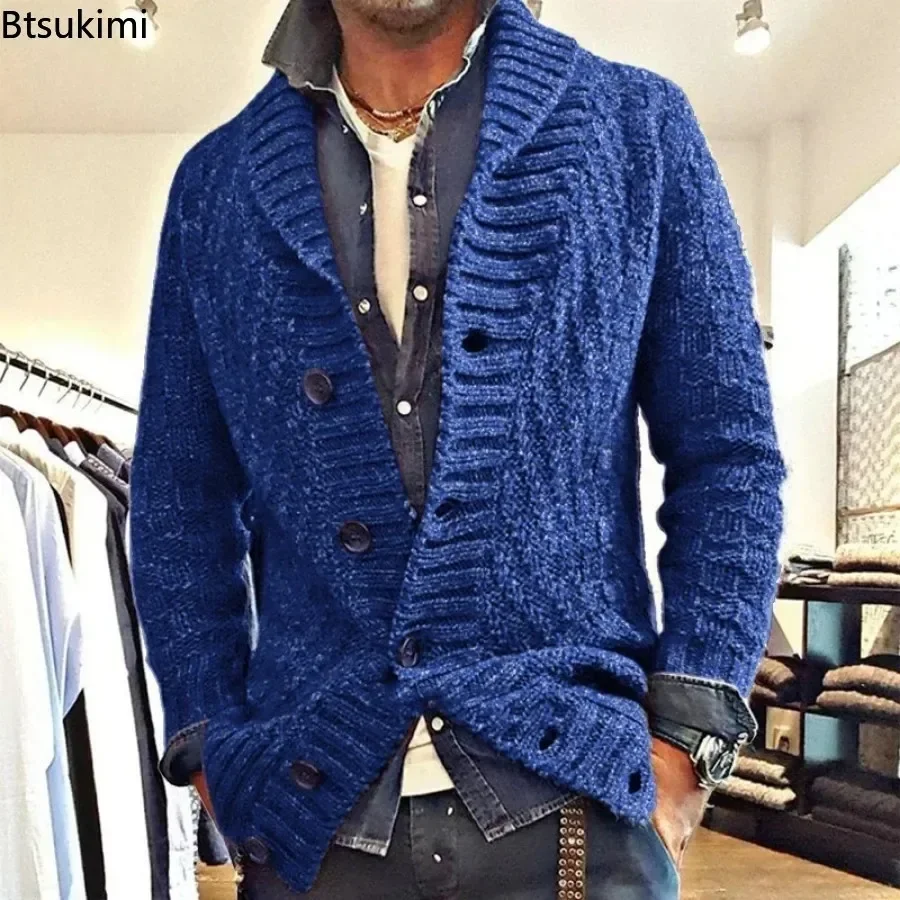 New 2025 Vintage Men's Warm Sweater Autumn Winter Knitted Men Cardigan Sweater Long Sleeve Casual Coats Jacket Mens Clothing