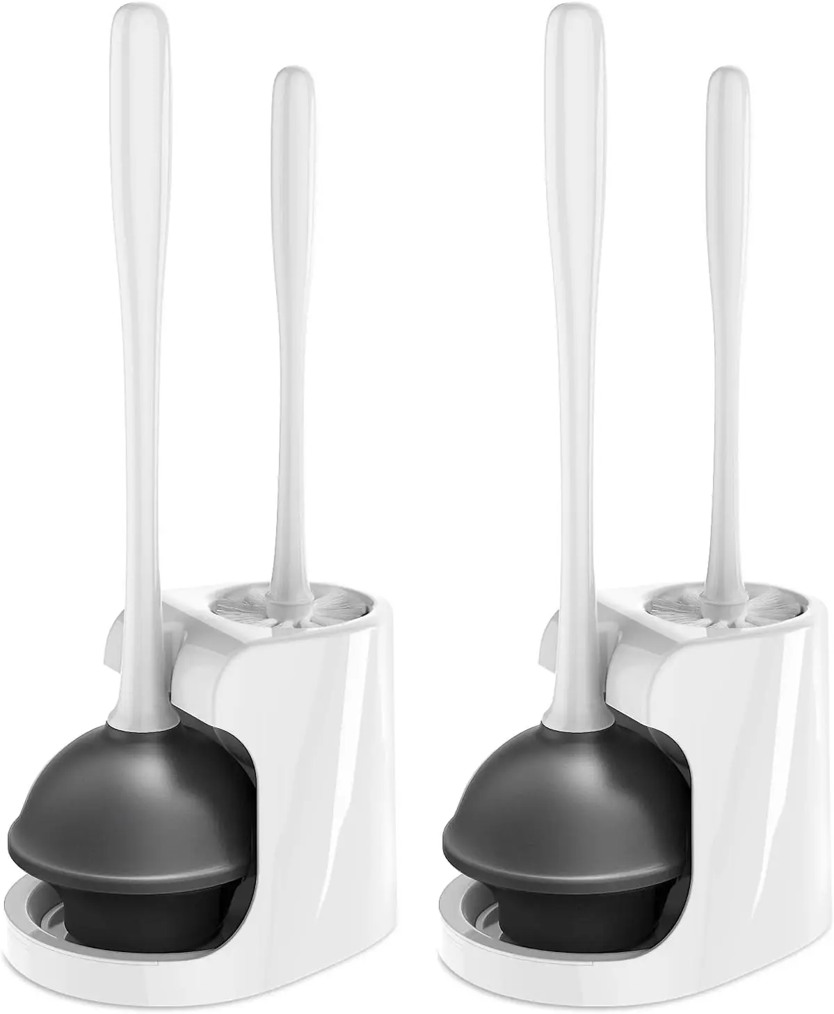 

Toilet Plunger and Bowl Brush Combo, White Bathroom Cleaning Set, 2-Pack for Efficient Maintenance