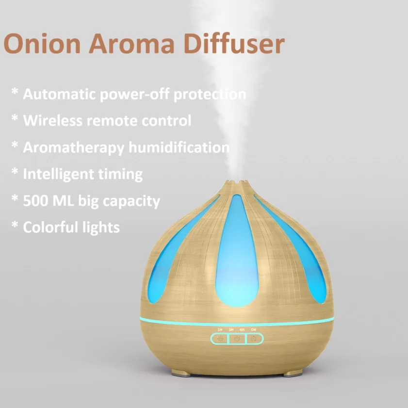 

Умный портативный ультразвуковой увлажнитель с дистанционным управлением, 500 мл, диффузор лукового масла с 7-цветным светодиодным ночником для комнаты, офиса, спа