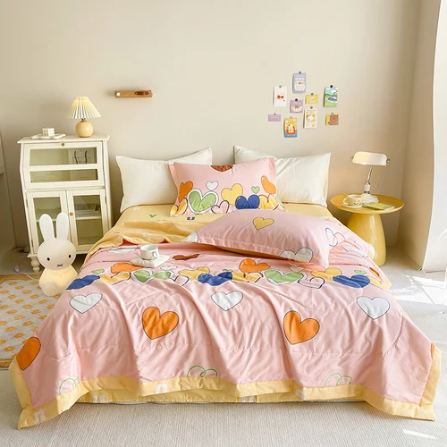 러브 패턴 핑크 이불 세트, 퀸 사이즈, 귀여운 러브 하트, 섹시한 침구 세트, 사계절, 기하학적 이불, 베개 케이스 2 개  Best5