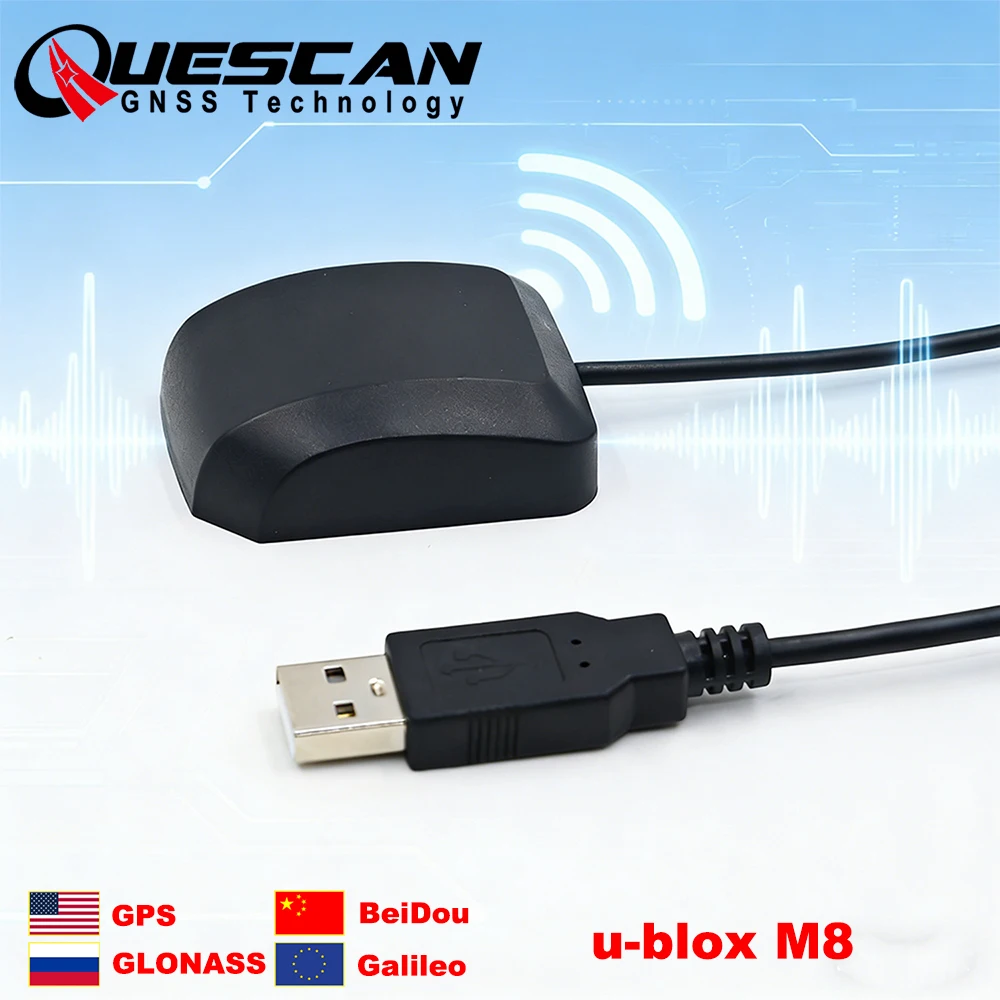 Receptor GPS GNSS USB QUESCAN para Windows, Android e Linux, Módulo de Antena USB GPS GLONASS Galileo BeiDou NMEA0183 USB NEO-M8N UBX-M8030