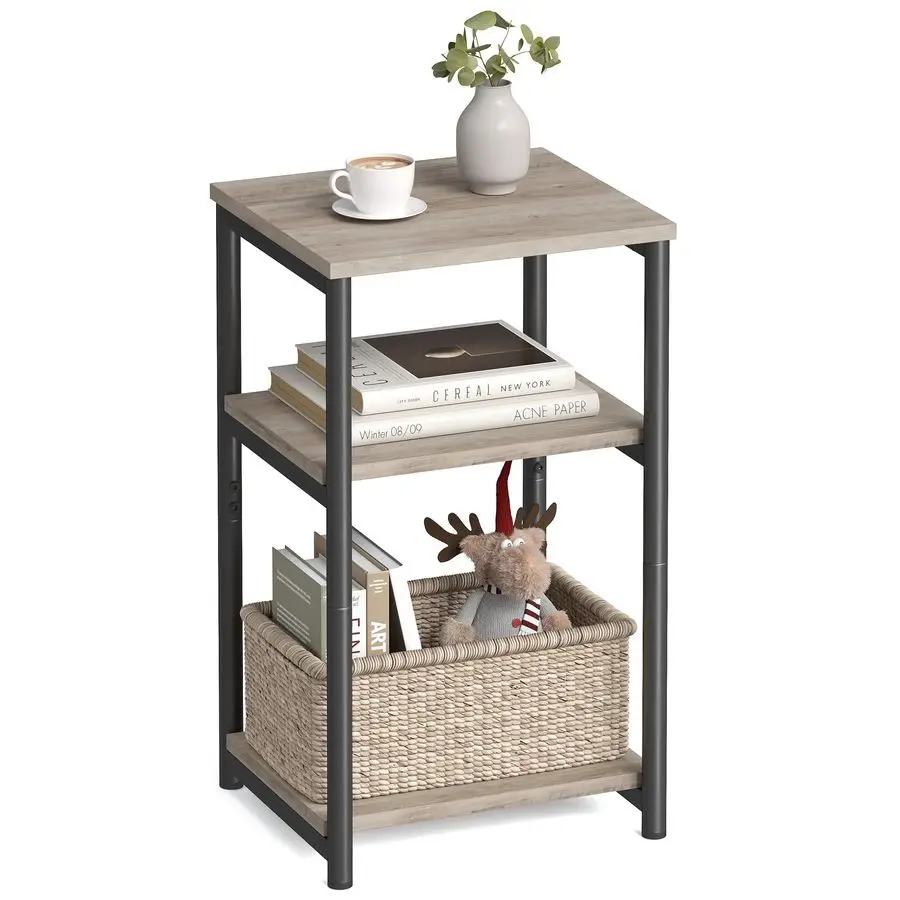 

Приставной столик, маленький приставной столик, высокая прикроватная тумбочка для гостиной, спальни, офиса, ванной комнаты, цвет серо-бежевый и классический черный ULET273B02