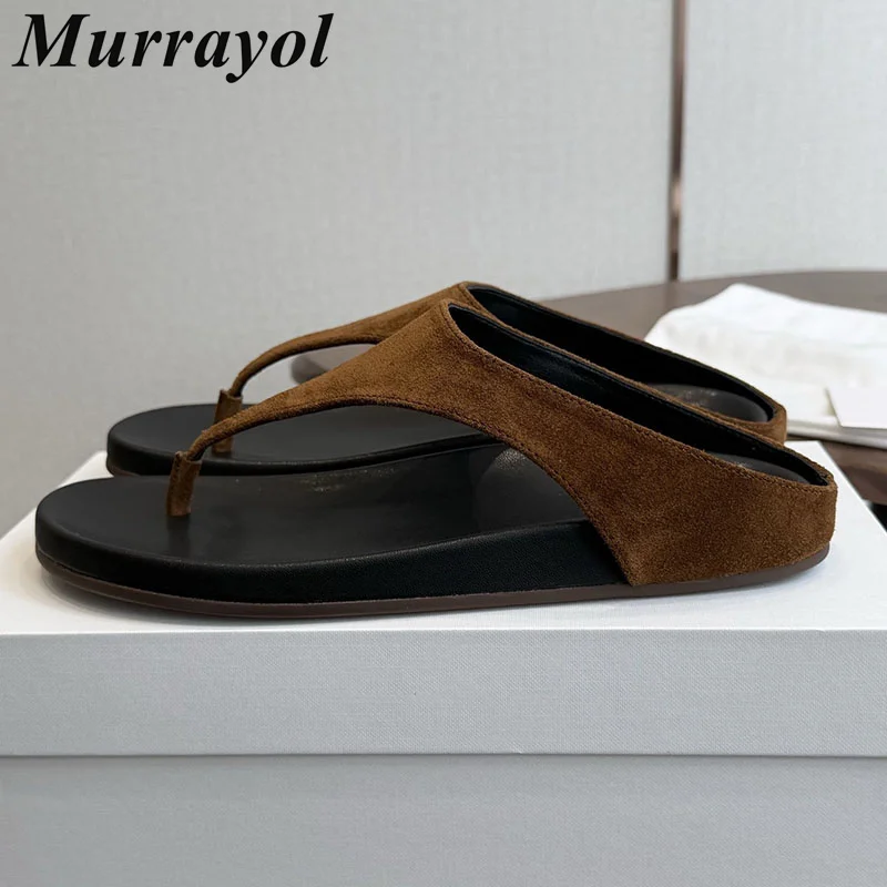 

Flip Flops Flat Thick Bottom Split Toe Slippers Women Cow Suede Lazy Sandals Mujer Summer Ladies Outdoor Vacation Beach Shoes